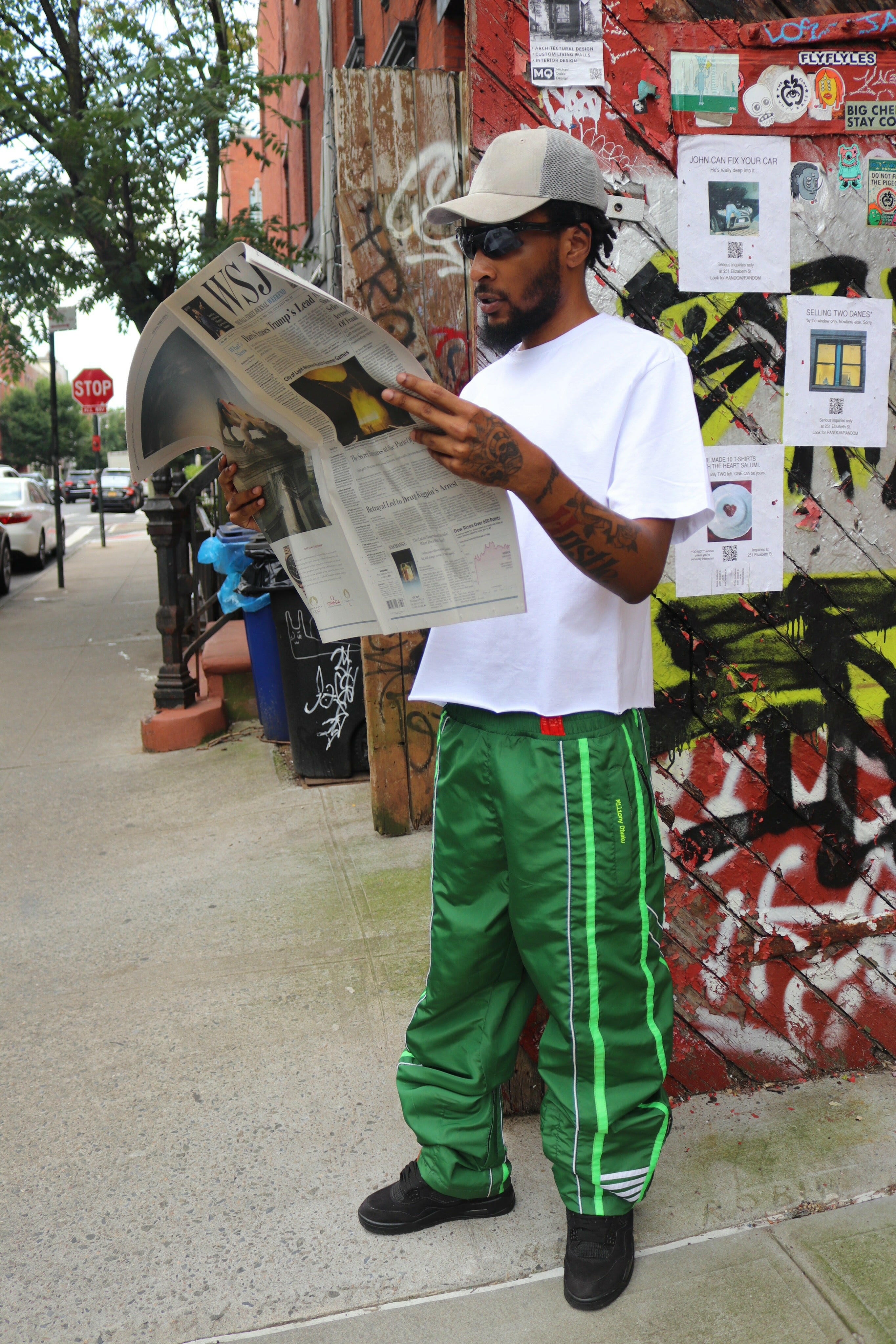 Green (Linear) Track Pants.